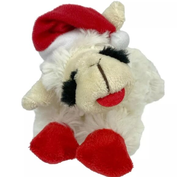 Multipet 6" Christmas TV Lamb Chop with Santa Hat Dog Plush Toy Small New Tags - Picture 1 of 9